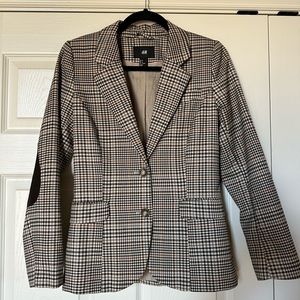 H&M Houndstooth Blazer with suede elbow patches Size S